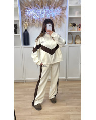 Ensemble de jogging Rive Gauche beige & bordeaux