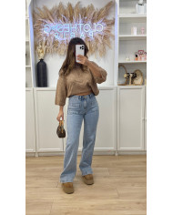 T-shirt Oversize rive gauche marron & rose