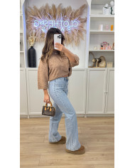 Jean évasé poches push