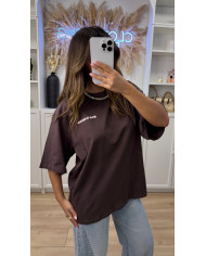 T-shirt Oversize rive gauche marron & rose