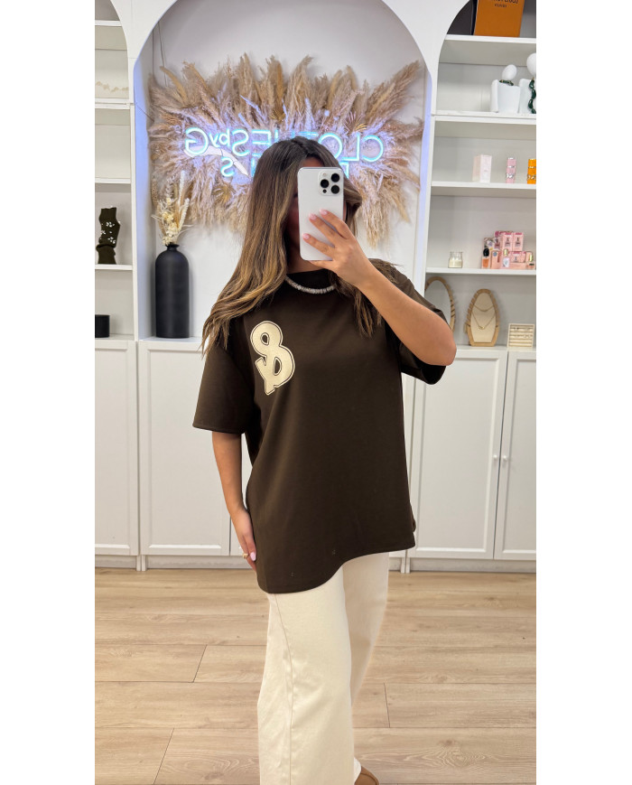 T-shirt Oversize Nyc beige & Choco