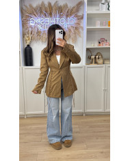 Blazer en Suédine Lacets Camel