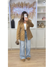 Blazer en Suédine Lacets Camel