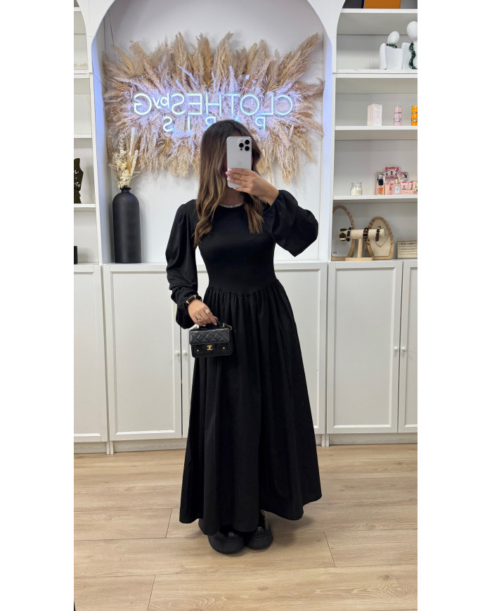 Robe Épaulette Bouffante noir