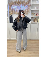 Bombers Vintage Simili Noir