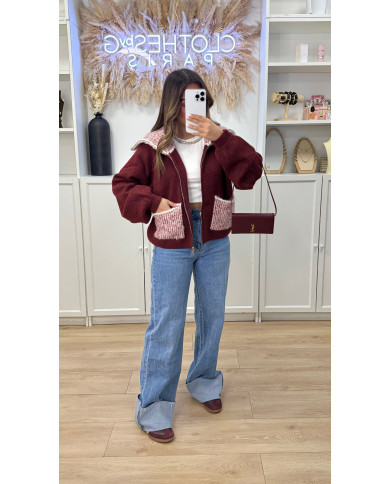 Cardigan bordeaux détails PDP