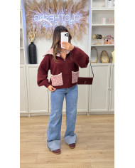 Cardigan bordeaux détails PDP