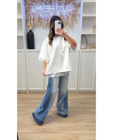 T-shirt dos dentelle blanc