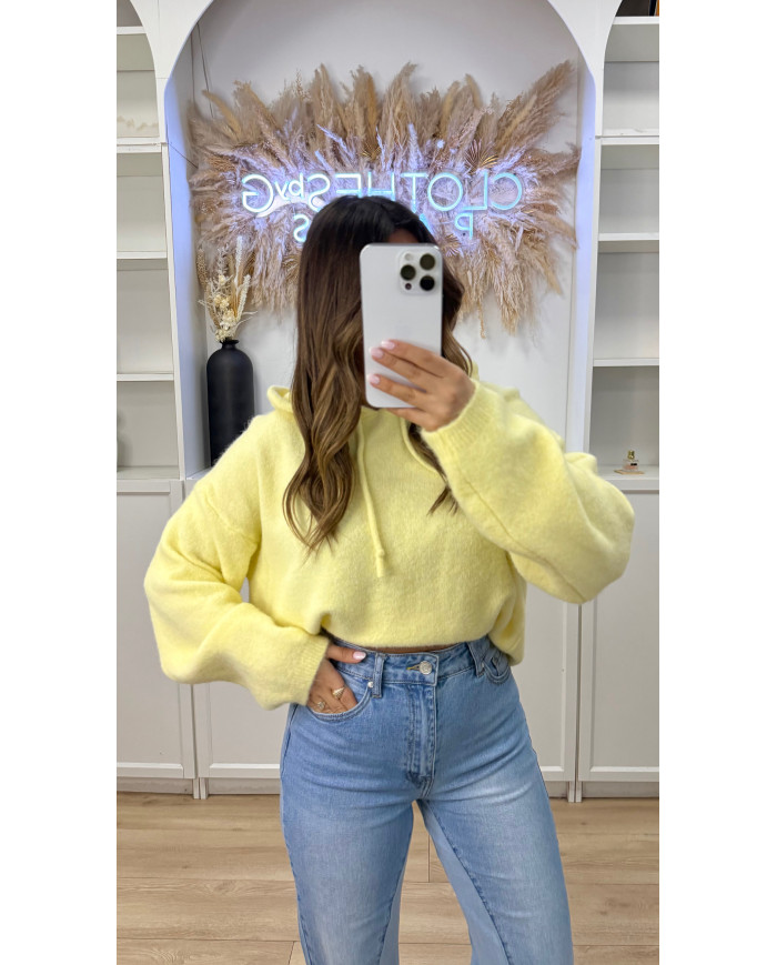 Sweat à capuche laine Jaune