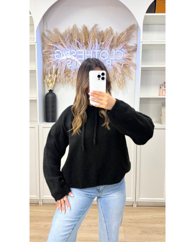 Sweat à capuche laine Noir