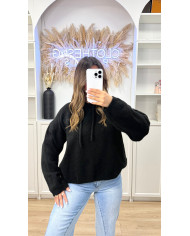 Sweat à capuche laine Camel