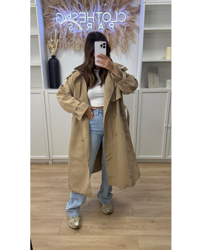 Trench taupe à capuche Choco