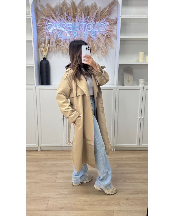 Trench taupe à capuche Choco