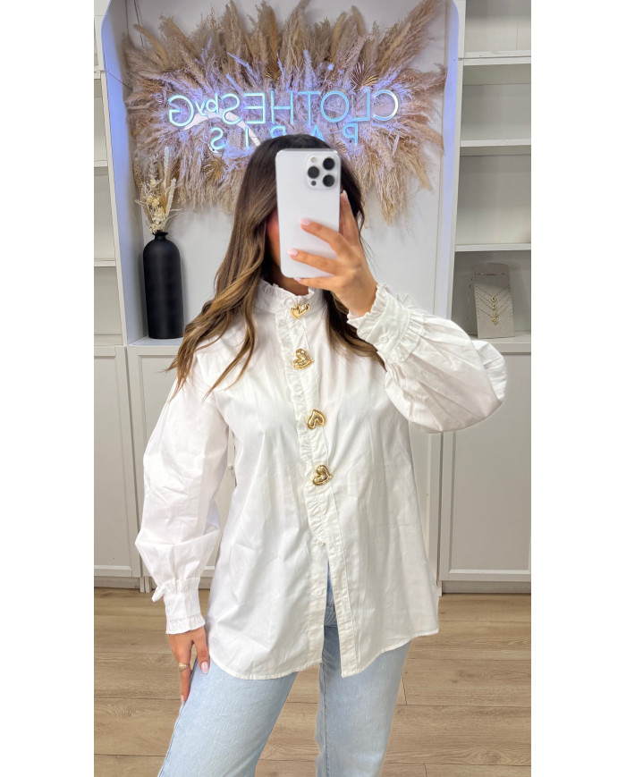 Chemise blanche bouton cœur
