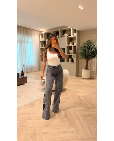 Jean évasé étoile Gris