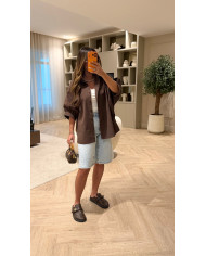 Robe en jean blanche à pois