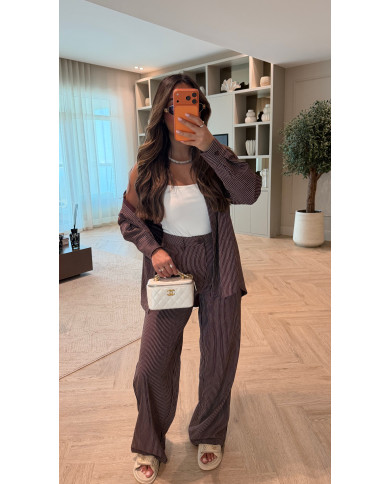 Ensemble rayé chemise oversize Choco