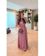 Ensemble à carreaux PUCHY Rose & bordeaux