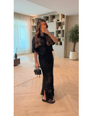 Ensemble jupe longue crochet noir