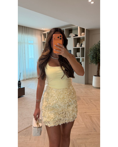 Jupe courte froufrou Jaune