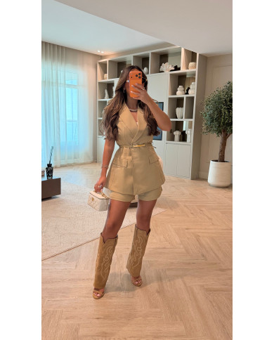 Ensemble blazer & short classy Beige