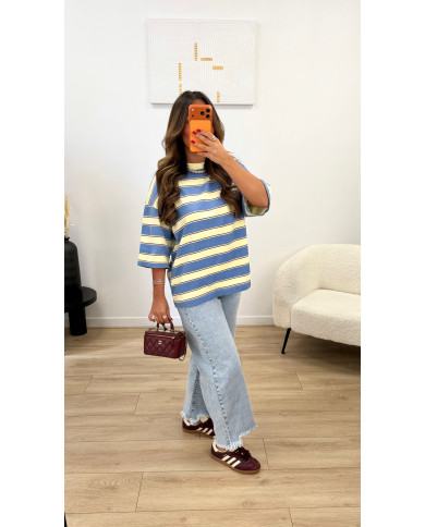 T-shirt Hanna rayé bleu & jaune