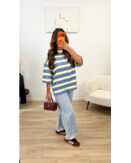 Chemisier Beige tulle manches ouvertes