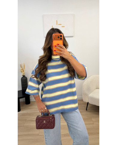 T-shirt Hanna rayé bleu & jaune