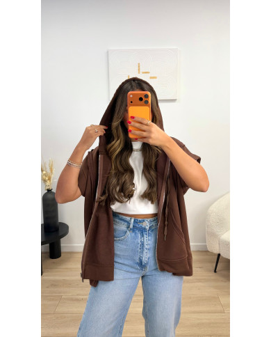 Gilet sans manches capuche Choco