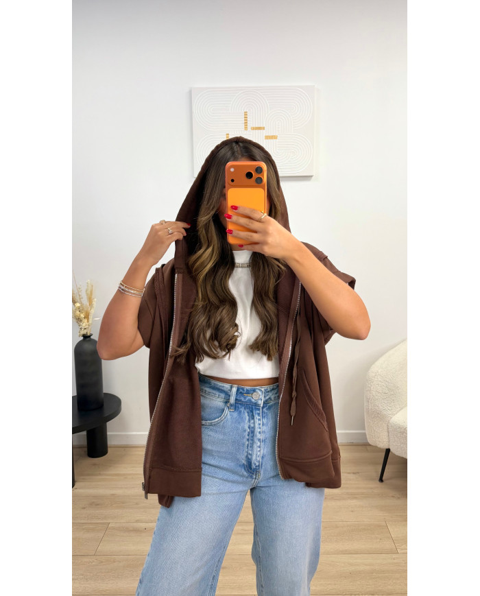 Gilet sans manches capuche Choco