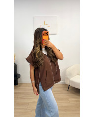 Gilet sans manches capuche Choco