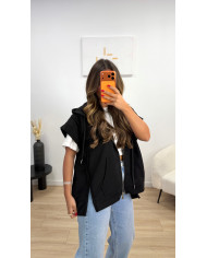 Gilet sans manches à capuche noir