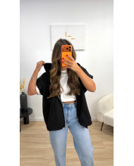 Gilet sans manches à capuche noir