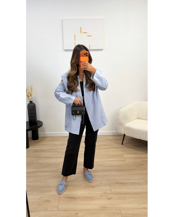 Blazer Épaule ouverte bleu