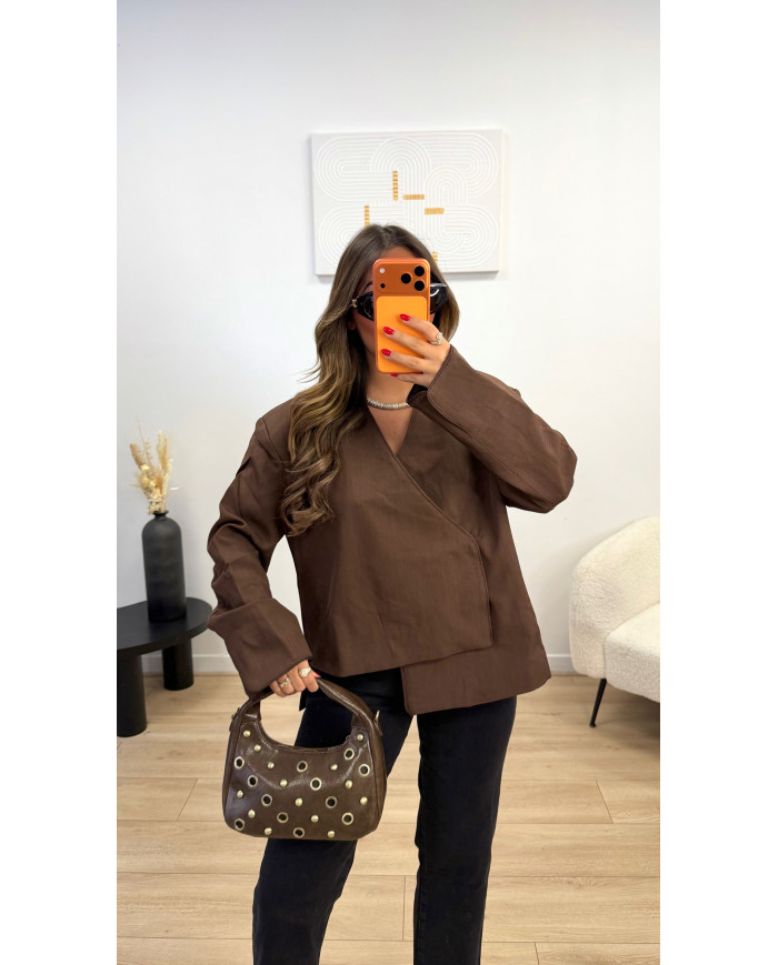 Blazer croisé asymétrique Choco
