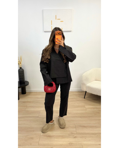 Blazer croisé asymétrique Noir
