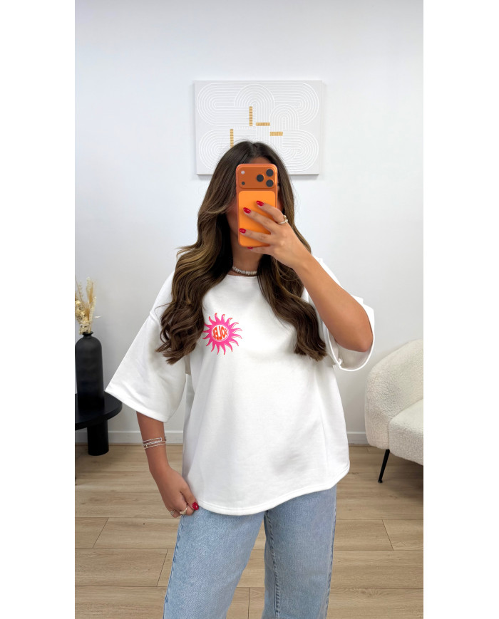 T-shirt oversize soleil Blanc & Rose