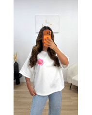 T-shirt oversize soleil Blanc & Rose