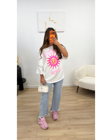 T-shirt oversize soleil Blanc & Rose