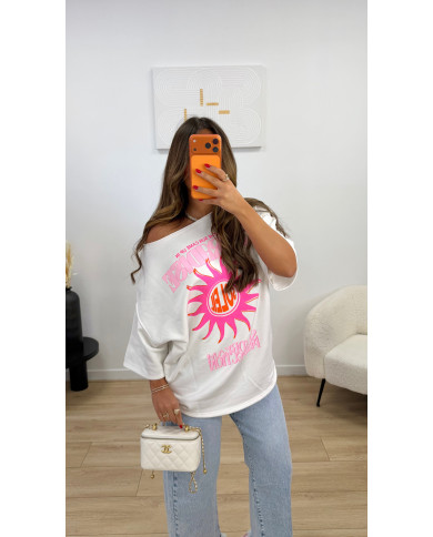 T-shirt oversize soleil gris  & Rose