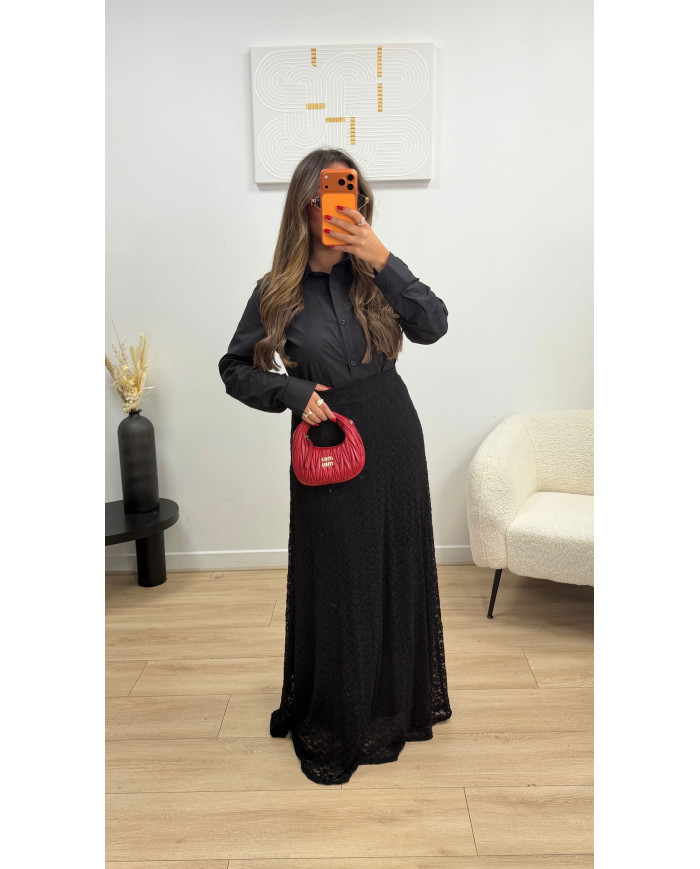 Jupe longue doublé dentelle noir