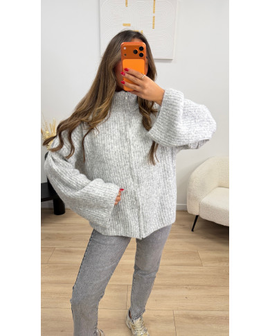 Gilet maille Oversize Laine Gris