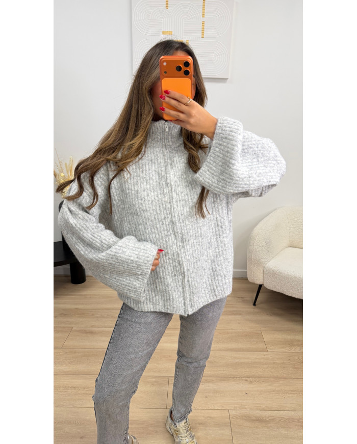 Gilet maille Oversize Laine Gris