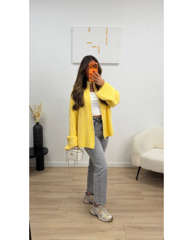 Gilet maille Oversize Laine Jaune