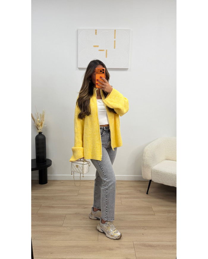 Gilet maille Oversize Laine Jaune