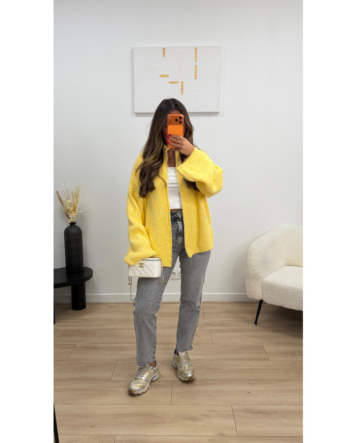 Gilet maille Oversize Laine Jaune