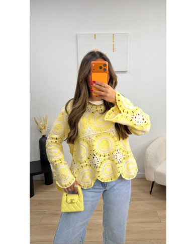 Haut crochet rond Jaune