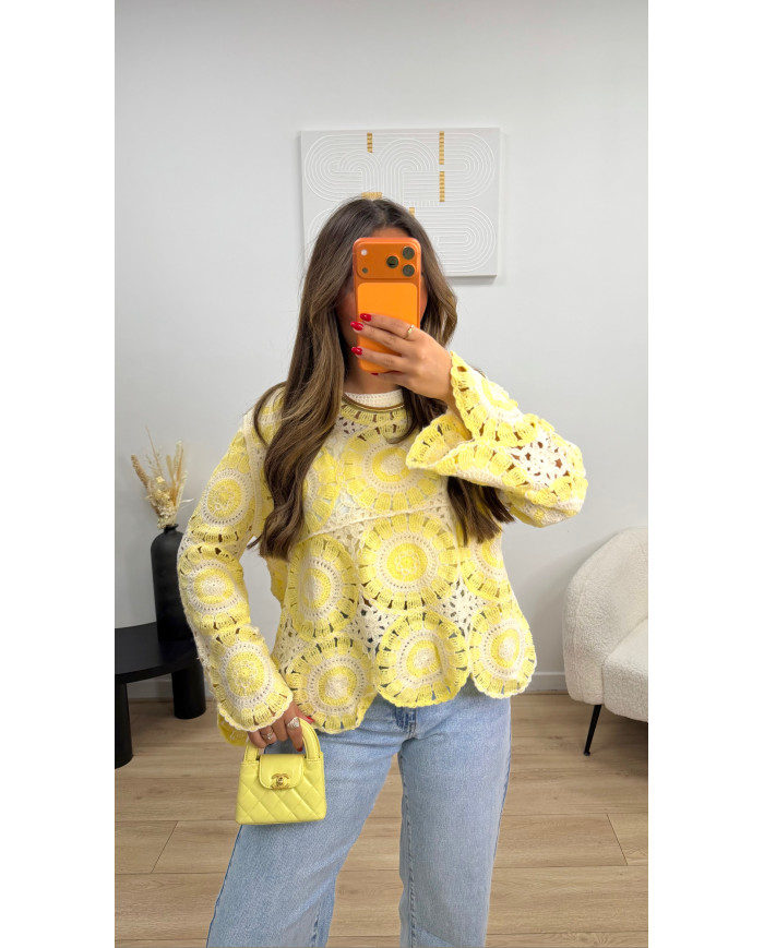 Haut crochet rond Jaune