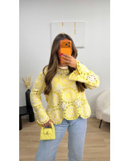 Haut crochet rond noir