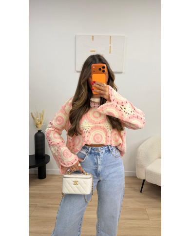 Haut crochet rond Rose